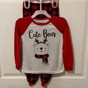 Cuddl Duds Red and White Cute Bear Kids Pajama Set